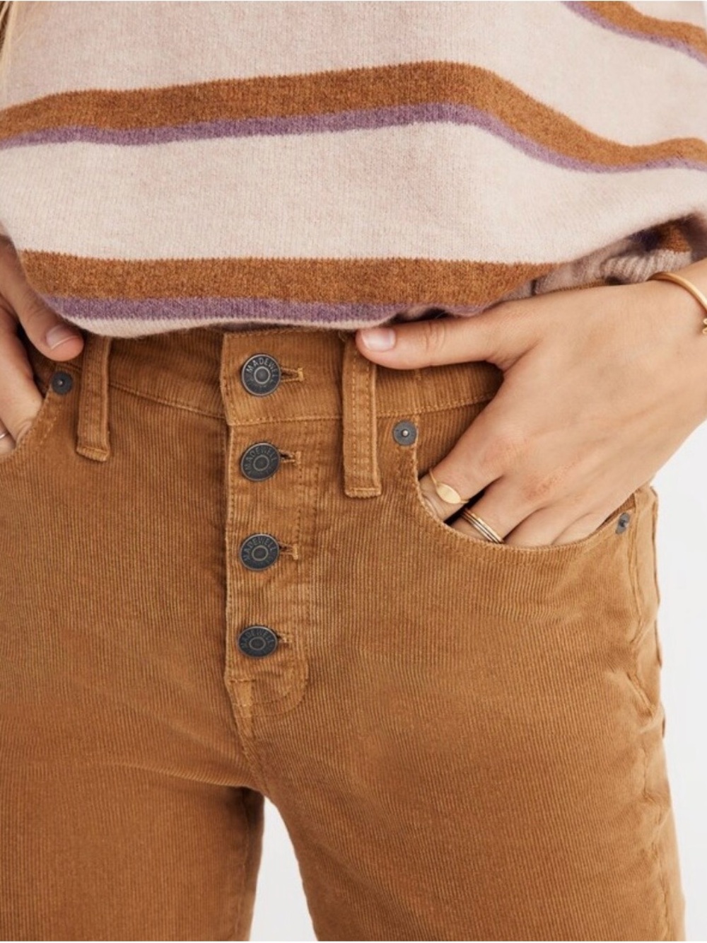 Madewell Tan Camel Corduroy Cali Demi Boot Pants 25 - Picture 4 of 10